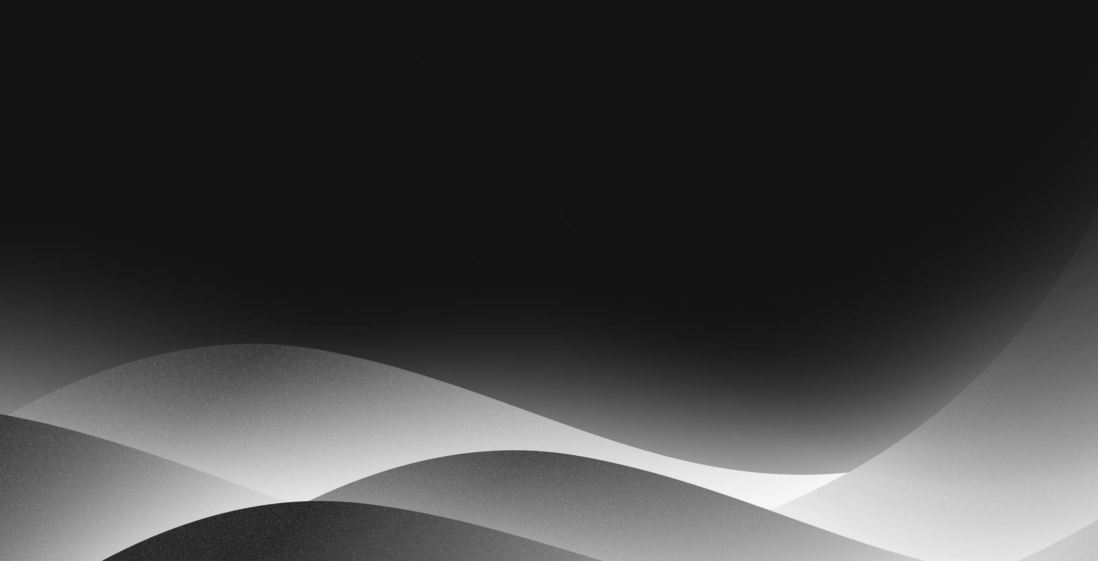 Overlapping black and white shapes resembling ocean waves against a black background, resembling a nighttime sea landscape.